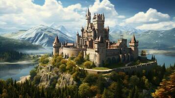 AI generated Medieval Castles and Kingdoms game background photo