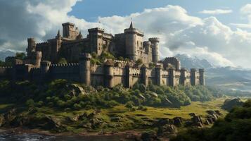 AI generated Medieval Castles and Kingdoms game background photo