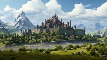 AI generated Medieval Castles and Kingdoms game background photo