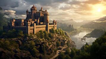 AI generated Medieval Castles and Kingdoms game background photo