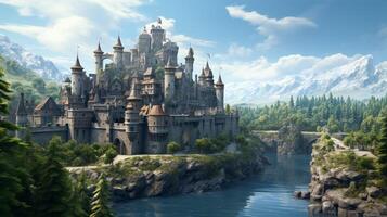 AI generated Medieval Castles and Kingdoms game background photo