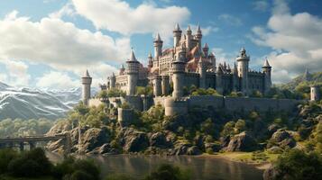 AI generated Medieval Castles and Kingdoms game background photo