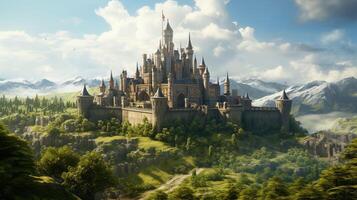 AI generated Medieval Castles and Kingdoms game background photo