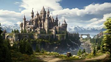 AI generated Medieval Castles and Kingdoms game background photo