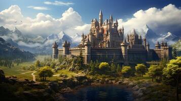 AI generated Medieval Castles and Kingdoms game background photo