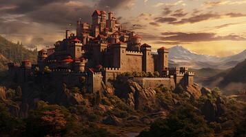 AI generated Medieval Castles and Kingdoms game background photo