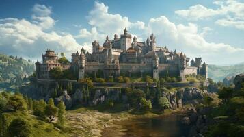 AI generated Medieval Castles and Kingdoms game background photo