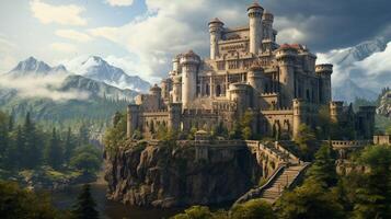 AI generated Medieval Castles and Kingdoms game background photo