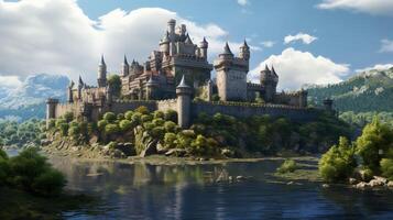 AI generated Medieval Castles and Kingdoms game background photo