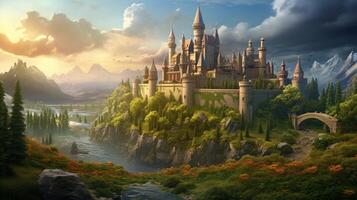 AI generated Medieval Castles and Kingdoms game background photo