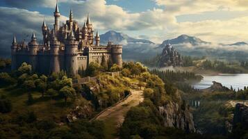 AI generated Medieval Castles and Kingdoms game background photo