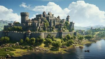 AI generated Medieval Castles and Kingdoms game background photo
