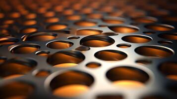 AI generated Metallic Grid with Round Holes background photo