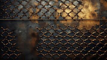 AI generated Metallic Grid with Grunge Texture background photo