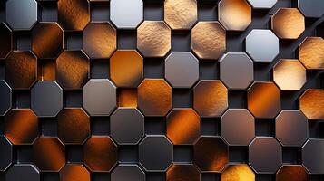 AI generated Metallic Honeycomb Pattern background photo