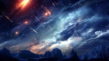 AI generated Meteor Shower Galaxy background photo