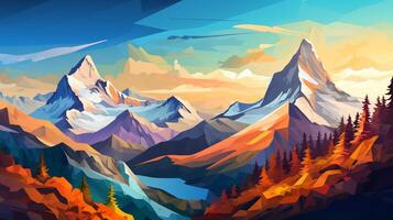 AI generated Mountain Abstract Art background photo