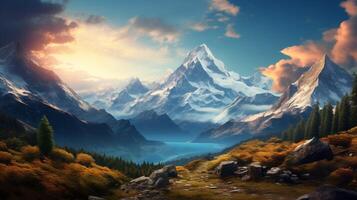 AI generated Mountain Adventures Background photo