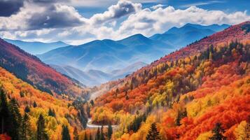 AI generated Mountain Autumn Colors Background photo