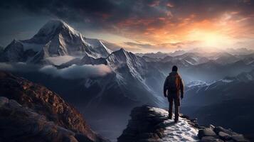 AI generated Mountain Climbing Background photo