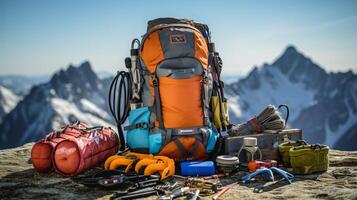 AI generated Mountain Climbing Equipment background photo