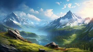 AI generated Mountain Explorations Background photo