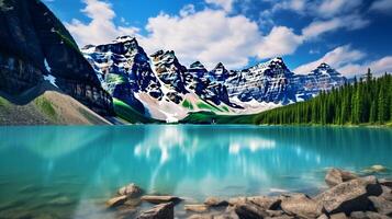 AI generated Mountain Lake Escape Background photo