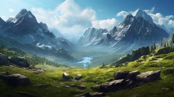 AI generated Mountain Landscape Background photo