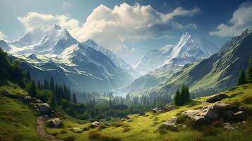 AI generated Mountain Landscape Background photo