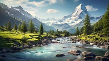 AI generated Mountain Landscape Photography Background photo