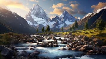 AI generated Mountain Landscape Photography Background photo