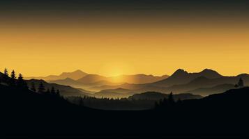 AI generated Mountain Landscape Silhouette Background photo