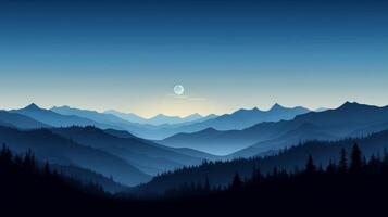 AI generated Mountain Landscape Silhouette Background photo