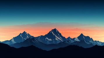 AI generated Mountain Peaks Silhouette Background photo