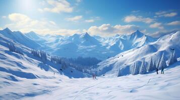 AI generated Mountain Skiing Getaway Background photo