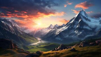 AI generated Mountain Sky Background photo