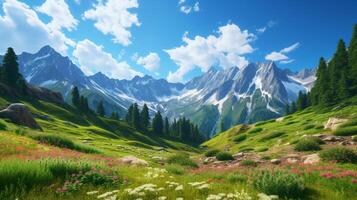 AI generated Mountain Summer Relaxation Background photo