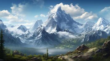 AI generated Mountain Trailblazers Background photo