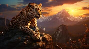 AI generated Mountain Wildlife Safaris Background photo