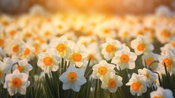 AI generated Narcissus Floral Background photo