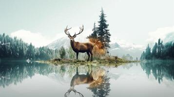 AI generated Nature and Wildlife Overlays double exposure photo