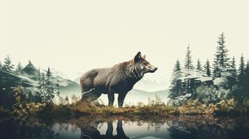 AI generated Nature and Wildlife Overlays double exposure photo