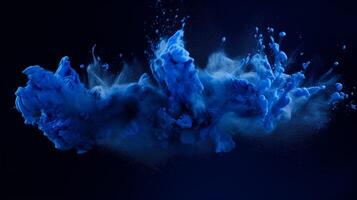 AI generated Navy color powder splash background photo