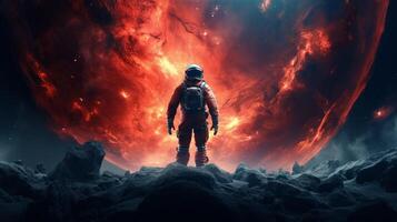 AI generated Nebula Astronauts Background photo