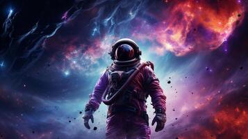 AI generated Nebula Astronauts Background photo