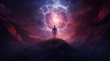 ai generado nebulosa astral proyección antecedentes foto