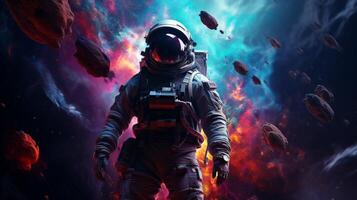 AI generated Nebula Astronauts Background photo