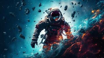 AI generated Nebula Astronauts Background photo