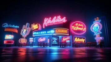 AI generated Neon Lights and Signs background photo