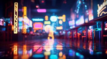 AI generated Neon Sign Bokeh Background photo